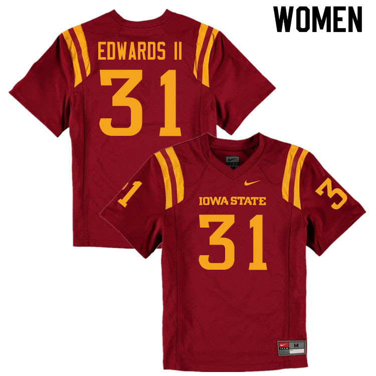 Women #31 Virdel Edwards II Iowa State Cyclones College Football Jerseys Sale-Cardinal